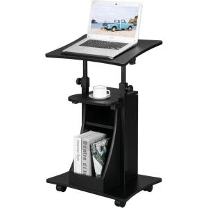 imageVINGLI Lectern Podium Stand Mobile Height Adjustable Church Classroom Lecture Portable Presentation Concert Podium Reading or Laptop Desk with Edge Stopper Black