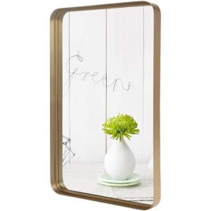 imageVINGLI Rectangular Wall Mirror Bathroom Mirror with Metal Frame Decorative Mirror for Living Room Bedroom Entryway Hanging Horizontally and Vertically 3020 Gold