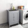 imageVINGLI 24Inch Laundry Sink with Cabinet and PullOut Sprayer Faucet Stainless Steel Utility Sink with Cabinet and Drawer Combo Cabinet with Sink for Laundry ampamp Utility Room Kitchen Bathroom WhiteGrey