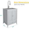 imageVINGLI 24Inch Laundry Sink with Cabinet and PullOut Sprayer Faucet Stainless Steel Utility Sink with Cabinet and Drawer Combo Cabinet with Sink for Laundry ampamp Utility Room Kitchen Bathroom WhiteGrey