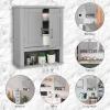 imageVINGLI Bathroom Cabinet Wall Mounted Espresso Wall Cabinet Floating Cabinet for Wall Storage Bathroom with Doors and Adjustable Shelf Medicine Cabinet OrganizerGrey