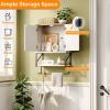 imageVINGLI Bathroom Cabinet Wall Mounted Espresso Wall Cabinet Floating Cabinet for Wall Storage Bathroom with Doors and Adjustable Shelf Medicine Cabinet OrganizerRustic White  Vintage Brown
