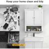 imageVINGLI Bathroom Cabinet Wall Mounted Espresso Wall Cabinet Floating Cabinet for Wall Storage Bathroom with Doors and Adjustable Shelf Medicine Cabinet OrganizerWhite