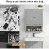 imageVINGLI Bathroom Cabinet Wall Mounted Espresso Wall Cabinet Floating Cabinet for Wall Storage Bathroom with Doors and Adjustable Shelf Medicine Cabinet OrganizerGrey