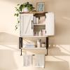 imageVINGLI Bathroom Cabinet Wall Mounted Espresso Wall Cabinet Floating Cabinet for Wall Storage Bathroom with Doors and Adjustable Shelf Medicine Cabinet OrganizerRustic White  Vintage Brown