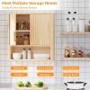 imageVINGLI Bathroom Cabinet Wall Mounted Espresso Wall Cabinet Floating Cabinet for Wall Storage Bathroom with Doors and Adjustable Shelf Medicine Cabinet OrganizerNatural Oak