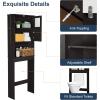 imageVINGLI Bathroom Over The Toilet Organizer Behind The Toilet Storage Organizer with Double Acrylic Glass Doors Adjustable Shelf Free Standing Wooden Space Saver Collect Home Furniture Decor
