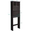 imageVINGLI Bathroom Over The Toilet Organizer Behind The Toilet Storage Organizer with Double Acrylic Glass Doors Adjustable Shelf Free Standing Wooden Space Saver Collect Home Furniture Decor