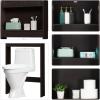 imageVINGLI Bathroom Over The Toilet Organizer Behind The Toilet Storage Organizer with Double Acrylic Glass Doors Adjustable Shelf Free Standing Wooden Space Saver Collect Home Furniture Decor