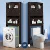 imageVINGLI Bathroom Over The Toilet Organizer Behind The Toilet Storage Organizer with Double Acrylic Glass Doors Adjustable Shelf Free Standing Wooden Space Saver Collect Home Furniture Decor