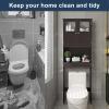 imageVINGLI Bathroom Over The Toilet Organizer Behind The Toilet Storage Organizer with Double Acrylic Glass Doors Adjustable Shelf Free Standing Wooden Space Saver Collect Home Furniture Decor