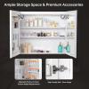 imageVINGLI LED Lighted Medicine Cabinet with Intelligent Mirror Bluetooth Speaker Weather ampamp Temp Display Dimmable AntiFog Builtin Outlet ampamp USB Large 3Door Bathroom Mirror Cabinet48 Inch59D x 315W x 2758H