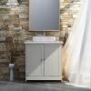 imageVINGLI Under Sink Bathroom Cabinet Pedestal Sink Free Standing Storage Cabinet Organizer with with 2 Doors Adjustable Shelf Modern Grey Small Bath Sink Cabinet Space Saver 236quot x 118quotx 236quotGrey