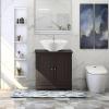 imageVINGLI Under Sink Bathroom Cabinet Pedestal Sink Free Standing Storage Cabinet Organizer with with 2 Doors Adjustable Shelf Modern Grey Small Bath Sink Cabinet Space Saver 236quot x 118quotx 236quotEspresso