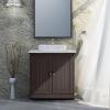 imageVINGLI Under Sink Bathroom Cabinet Pedestal Sink Free Standing Storage Cabinet Organizer with with 2 Doors Adjustable Shelf Modern Grey Small Bath Sink Cabinet Space Saver 236quot x 118quotx 236quotEspresso