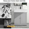 imageVINGLI Under Sink Bathroom Cabinet Pedestal Sink Free Standing Storage Cabinet Organizer with with 2 Doors Adjustable Shelf Modern Grey Small Bath Sink Cabinet Space Saver 236quot x 118quotx 236quotGrey