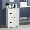 imageVINGLI White Bathroom Storage Cabinet with 4 Drawers 1 Cupboard Side Storage with Adjustable Shelf Wood Bathroom Floor Cabinet with Drawers Also for Kitchen Entryway Bedroom 22quot Wx118 Dx323 HWhite