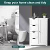 imageVINGLI White Bathroom Storage Cabinet with 4 Drawers 1 Cupboard Side Storage with Adjustable Shelf Wood Bathroom Floor Cabinet with Drawers Also for Kitchen Entryway Bedroom 22quot Wx118 Dx323 HWhite
