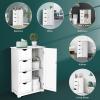 imageVINGLI White Bathroom Storage Cabinet with 4 Drawers 1 Cupboard Side Storage with Adjustable Shelf Wood Bathroom Floor Cabinet with Drawers Also for Kitchen Entryway Bedroom 22quot Wx118 Dx323 HWhite