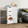 imageVINGLI White Bathroom Storage Cabinet with 4 Drawers 1 Cupboard Side Storage with Adjustable Shelf Wood Bathroom Floor Cabinet with Drawers Also for Kitchen Entryway Bedroom 22quot Wx118 Dx323 HWhite