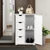 imageVINGLI White Bathroom Storage Cabinet with 4 Drawers 1 Cupboard Side Storage with Adjustable Shelf Wood Bathroom Floor Cabinet with Drawers Also for Kitchen Entryway Bedroom 22quot Wx118 Dx323 HWhite
