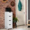 imageVINGLI White Bathroom Storage Cabinet with 4 Drawers Wooden Freestanding Slim Bathroom Floor Cabinet Small Side Organizer Storage Unit for Restroom Livng Room Kitchen Office Hallway EntrywayWhite
