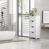 imageVINGLI White Bathroom Storage Cabinet with 4 Drawers Wooden Freestanding Slim Bathroom Floor Cabinet Small Side Organizer Storage Unit for Restroom Livng Room Kitchen Office Hallway EntrywayWhite