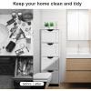 imageVINGLI White Bathroom Storage Cabinet with 4 Drawers Wooden Freestanding Slim Bathroom Floor Cabinet Small Side Organizer Storage Unit for Restroom Livng Room Kitchen Office Hallway EntrywayWhite