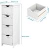 imageVINGLI White Bathroom Storage Cabinet with 4 Drawers Wooden Freestanding Slim Bathroom Floor Cabinet Small Side Organizer Storage Unit for Restroom Livng Room Kitchen Office Hallway EntrywayWhite