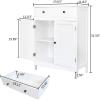 imageVINGLI White Storage Cabinet with Doors and Drawer Bathroom Floor Cabinet Wood Freestanding Storage Cabinet with Adjustable Shelf for Kitchen Entryway Foyer Living Room 263quot W x 118quot D x 315quot H