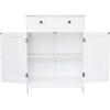 imageVINGLI White Storage Cabinet with Doors and Drawer Bathroom Floor Cabinet Wood Freestanding Storage Cabinet with Adjustable Shelf for Kitchen Entryway Foyer Living Room 263quot W x 118quot D x 315quot H