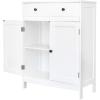 imageVINGLI White Storage Cabinet with Doors and Drawer Bathroom Floor Cabinet Wood Freestanding Storage Cabinet with Adjustable Shelf for Kitchen Entryway Foyer Living Room 263quot W x 118quot D x 315quot H