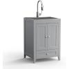 imageVINGLI 24Inch Laundry Sink with Cabinet and PullOut Sprayer Faucet Stainless Steel Utility Sink with Cabinet and Drawer Combo Cabinet with Sink for Laundry ampamp Utility Room Kitchen Bathroom WhiteGrey
