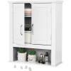 imageVINGLI Bathroom Cabinet Wall Mounted Espresso Wall Cabinet Floating Cabinet for Wall Storage Bathroom with Doors and Adjustable Shelf Medicine Cabinet OrganizerWhite