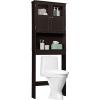 imageVINGLI Bathroom Over The Toilet Organizer Behind The Toilet Storage Organizer with Double Acrylic Glass Doors Adjustable Shelf Free Standing Wooden Space Saver Collect Home Furniture Decor