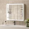 imageVINGLI LED Lighted Medicine Cabinet with Intelligent Mirror Bluetooth Speaker Weather ampamp Temp Display Dimmable AntiFog Builtin Outlet ampamp USB Large 3Door Bathroom Mirror Cabinet48 Inch59D x 315W x 2758H