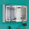 imageVINGLI LED Lighted Medicine Cabinet with Intelligent Mirror Bluetooth Speaker Weather ampamp Temp Display Dimmable AntiFog Builtin Outlet ampamp USB Large 3Door Bathroom Mirror Cabinet48 Inch6D x 48W x 28H