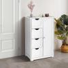 imageVINGLI White Bathroom Storage Cabinet with 4 Drawers 1 Cupboard Side Storage with Adjustable Shelf Wood Bathroom Floor Cabinet with Drawers Also for Kitchen Entryway Bedroom 22quot Wx118 Dx323 HWhite