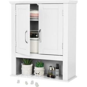 imageVINGLI Bathroom Cabinet Wall Mounted Espresso Wall Cabinet Floating Cabinet for Wall Storage Bathroom with Doors and Adjustable Shelf Medicine Cabinet OrganizerWhite