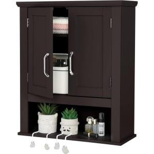 imageVINGLI Bathroom Cabinet Wall Mounted Espresso Wall Cabinet Floating Cabinet for Wall Storage Bathroom with Doors and Adjustable Shelf Medicine Cabinet OrganizerEspresso