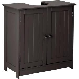 imageVINGLI Under Sink Bathroom Cabinet Pedestal Sink Free Standing Storage Cabinet Organizer with with 2 Doors Adjustable Shelf Modern Grey Small Bath Sink Cabinet Space Saver 236quot x 118quotx 236quotEspresso