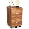 imageVINGLI 2 Drawer File Cabinet with Lock Wood Grain Walnut File Cabinet for Letter Size File Folders with Tabs Under Desk Rolling File Cabinets for Home Office Mobile Filing Cabinet Printer Stand
