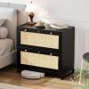 imageVINGLI Black Rattan 2 Drawer Lateral File Cabinet with Lock Wood Locking File Cabinets for Home Office File Cabinet Printer Stand for Hanging LetterLegal Size Labeled Folders Oak 30W x 16D x 28HBlack