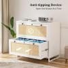 imageVINGLI Black Rattan 2 Drawer Lateral File Cabinet with Lock Wood Locking File Cabinets for Home Office File Cabinet Printer Stand for Hanging LetterLegal Size Labeled Folders Oak 30W x 16D x 28HWhite