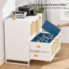 imageVINGLI Black Rattan 2 Drawer Lateral File Cabinet with Lock Wood Locking File Cabinets for Home Office File Cabinet Printer Stand for Hanging LetterLegal Size Labeled Folders Oak 30W x 16D x 28HWhite