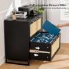 imageVINGLI Black Rattan 2 Drawer Lateral File Cabinet with Lock Wood Locking File Cabinets for Home Office File Cabinet Printer Stand for Hanging LetterLegal Size Labeled Folders Oak 30W x 16D x 28HBlack