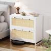 imageVINGLI Black Rattan 2 Drawer Lateral File Cabinet with Lock Wood Locking File Cabinets for Home Office File Cabinet Printer Stand for Hanging LetterLegal Size Labeled Folders Oak 30W x 16D x 28HWhite