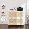 imageVINGLI Black Rattan 2 Drawer Lateral File Cabinet with Lock Wood Locking File Cabinets for Home Office File Cabinet Printer Stand for Hanging LetterLegal Size Labeled Folders Oak 30W x 16D x 28HWhite