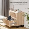 imageVINGLI Wood Rattan 2Drawer Lateral File Cabinet with Lock for Home Office Lockable Filing Cabinet with Rustic Metal Handles for Hanging LetterA4Legal Size Labeled Folders Oak 30W x 16D x 28H