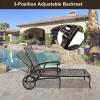 imageVINGLI Cast Aluminum Outdoor Chaise Lounge Chair with Wheels Patio Chaise Lounge with 3Position Adjustable Backrest Outdoor Tanning Chair Patio Lounge Chaires Bronze with CushionBronze